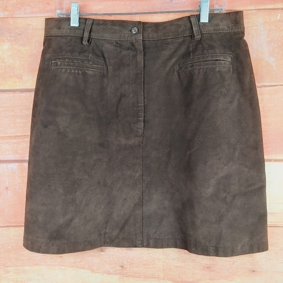 VINTAGE AILES DE LA MODE suede leather skirt size 15/16 Made in Canada - Picture 3 of 11